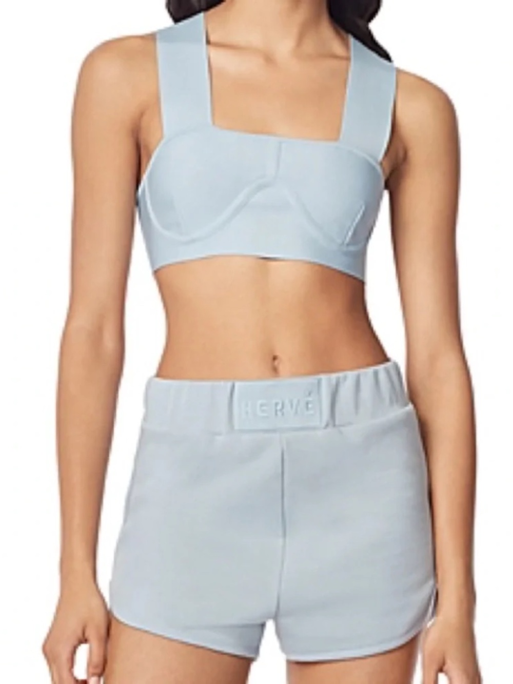 HERVÉ by Hervé Léger Bra Cup Crop Top. Sports Bra. Steel Blue NWT